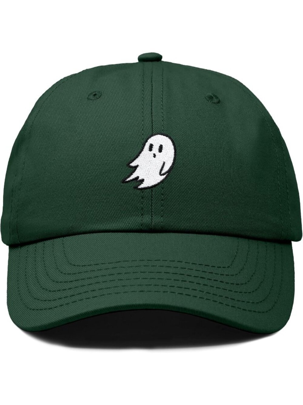 Unisax Dark Green Halloween Ghost Embroidered Cotton Adjustable Baseball Cap